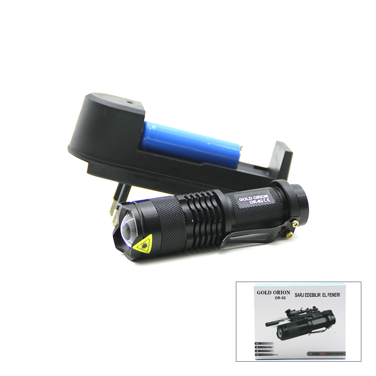 Zoomlu COB LED Metal El Feneri 9 cm (2in1)